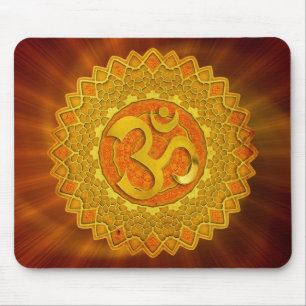 Alfombrilla De Ratón MANDALA OM - naranja brillo rojo