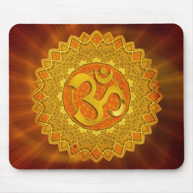 Alfombrilla De Ratón MANDALA OM - naranja | brillo rojo (Frente)