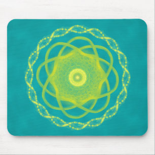 Alfombrilla De Ratón Mandalá Radiante - Diseño Geométrico Azul Turquesa