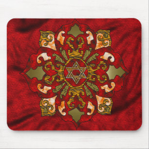 Alfombrilla De Ratón Mandala roja de Jánuca