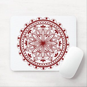 Alfombrilla De Ratón Mandala roja profunda simple