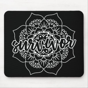 Alfombrilla De Ratón Mandala, sobreviviente de cáncer, en blanco