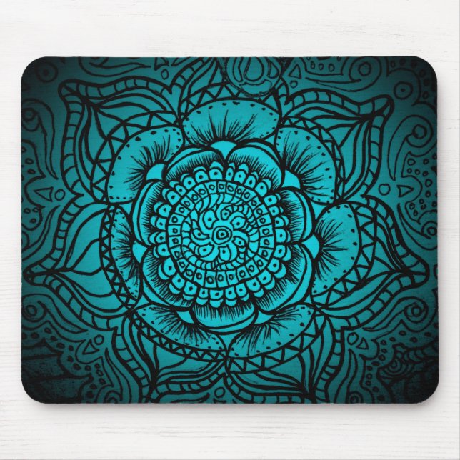 Alfombrilla De Ratón Mandala verde azulada Mousepad (Frente)