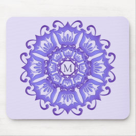 Alfombrilla De Ratón Mandala violeta floral. Monograma