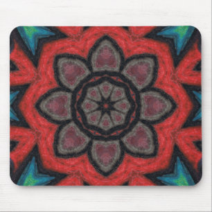Alfombrilla De Ratón Mandalala de Flor de Caleidoscopio Rojo y Negro en