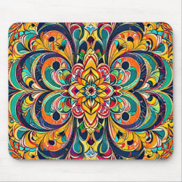 Alfombrilla De Ratón Mandalas Sinfonía de Color – Floral Psicodélico In