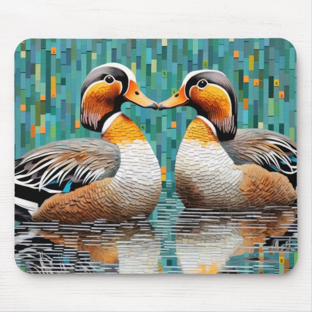 Alfombrilla De Ratón Mandarin Duck Animal Bird Art Decor (Frente)