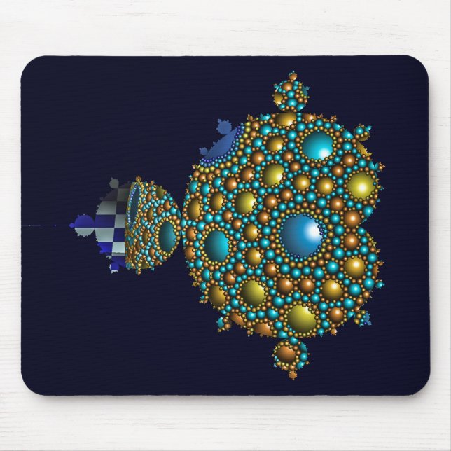 Alfombrilla De Ratón Mandelbrot Fractal Apollona Esfera Azul Oro (Frente)