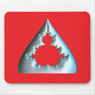 Alfombrilla De Ratón Mandelbrot Plateado Sobre Fondo Rojo