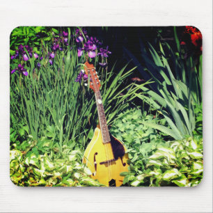 Alfombrilla De Ratón Mandolin Y Jardín De Flores Iris