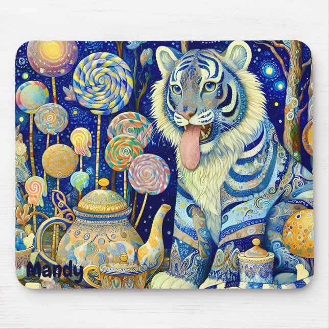 Alfombrilla De Ratón MANDY ~ Paisley Tiger ~ fiesta de té ~ Mousepad (Frente)