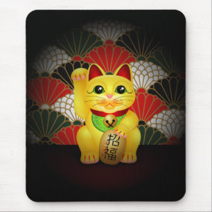 Alfombrilla De Ratón Maneki de cerámica amarillo Neko