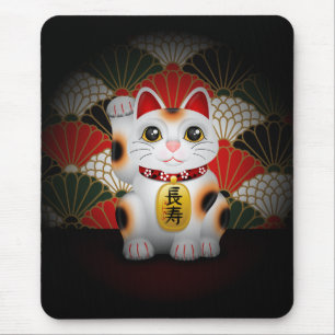 Alfombrilla De Ratón Maneki de cerámica blanco Neko