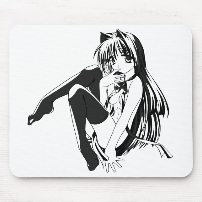 Alfombrilla De Ratón Manga, Neko Gatita Furry Anime Loli Esclava (Frente)