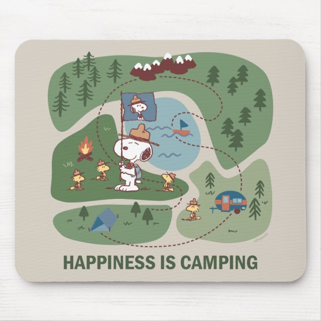 Alfombrilla De Ratón Maní | Mapa del campamento Snoopy & Woodstock (Frente)