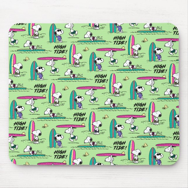 Alfombrilla De Ratón Maní | Patrón de marea alta del océano Snoopy (Frente)