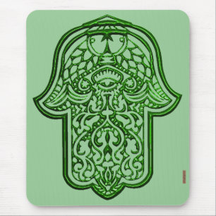 Alfombrilla De Ratón Mano de la alheña de Hamsa (verde)