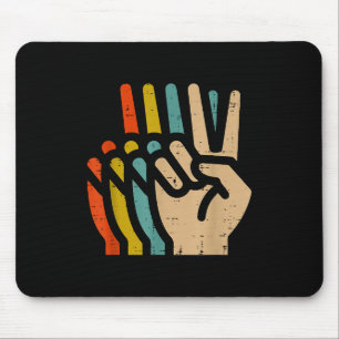 Alfombrilla De Ratón Mano de la Paz Colores Retro Vintage 70 Hipe Hombr