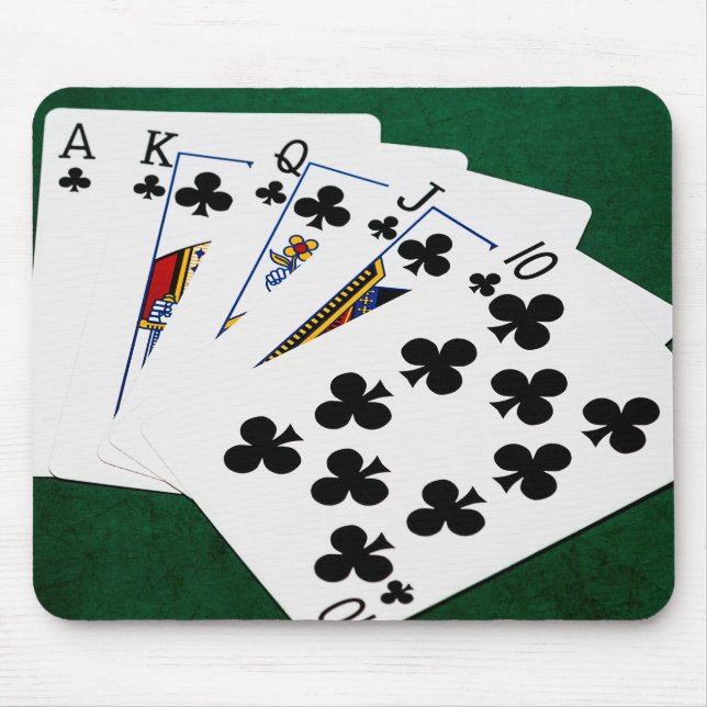 Alfombrilla De Ratón Manos de Póquer - Flush Real - Juego de Clubs (Frente)