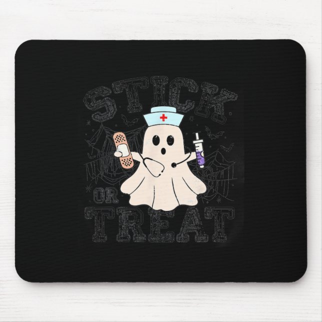 Alfombrilla De Ratón Mantén O Trata A La Enfermera Fantasma Halloween (Frente)