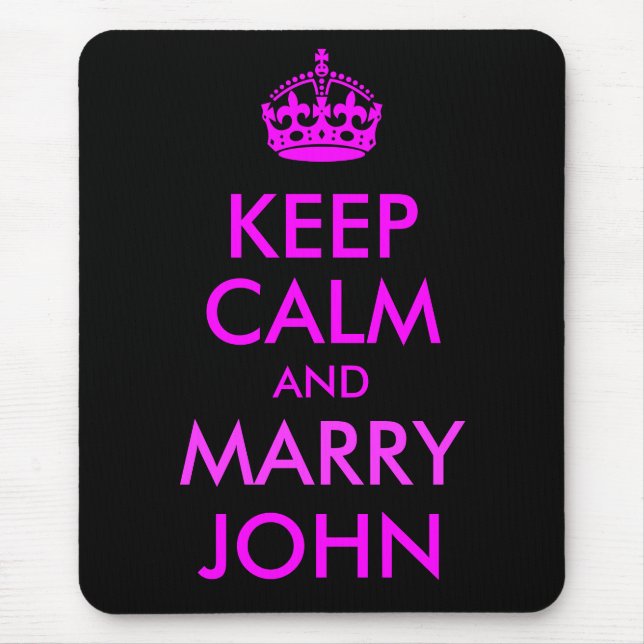 Alfombrilla De Ratón Mantener la calma y casarse con John Mousepad (Frente)