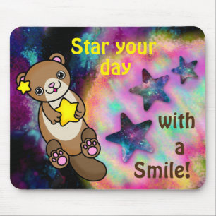 Alfombrilla De Ratón Mantequilla de estrella con sonrisa positiva para 