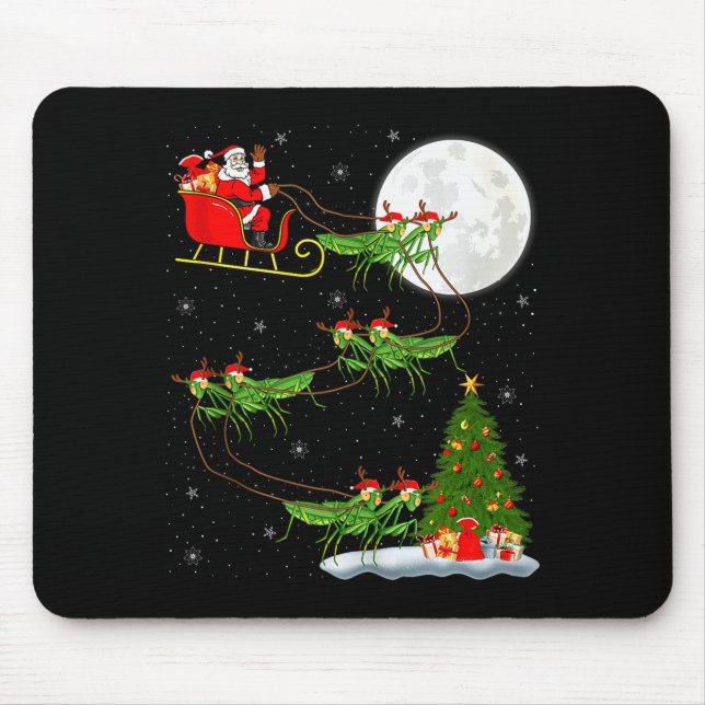 Alfombrilla De Ratón Mantis Insect Santa Sleigh Flying Funny Magical Ch (Frente)