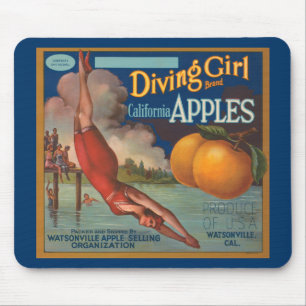 Alfombrilla De Ratón Manzanas de California del chica del salto