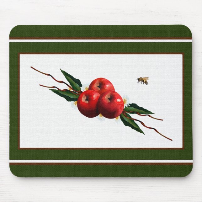 Alfombrilla De Ratón Manzanas rojas acuarelas (Frente)