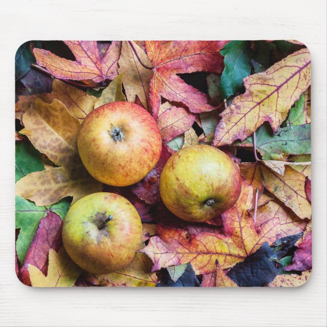 Alfombrilla De Ratón Manzanas y hojas de otoño (Frente)