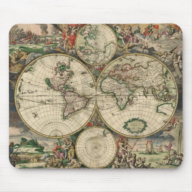 Alfombrilla De Ratón Map del mundo, 1689 de Gerard Van Schagen (Frente)
