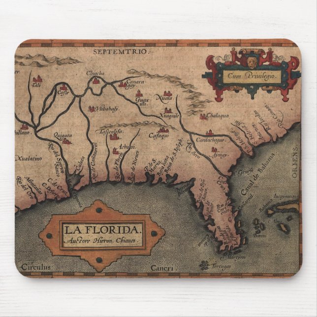 Alfombrilla De Ratón Mapa 1584 de la Florida del La Mousepad (Frente)