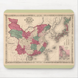 Alfombrilla De Ratón Mapa 1868 - China y Japón de Johnson