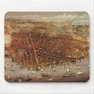 Alfombrilla De Ratón Mapa aéreo antiguo, ciudad de San Francisco, Calif