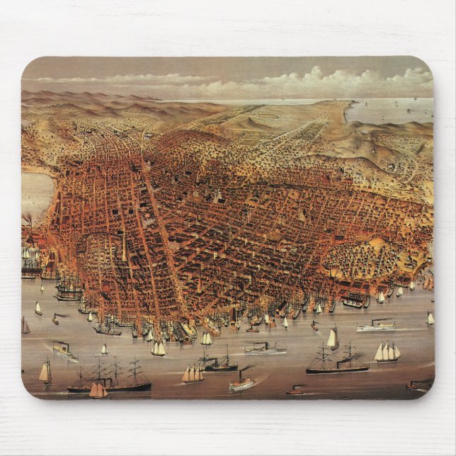 Alfombrilla De Ratón Mapa aéreo antiguo, ciudad de San Francisco, Calif (Frente)