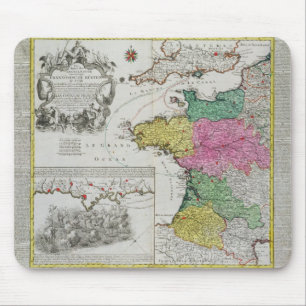 Alfombrilla De Ratón Mapa alemán que muestra ataques navales ingleses