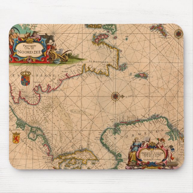 Alfombrilla De Ratón Mapa antiguo antiguo inspirado (1) (Frente)