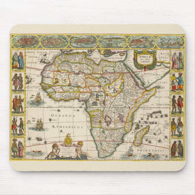 Alfombrilla De Ratón Mapa Antiguo de África por Hondius y Jansson (Frente)