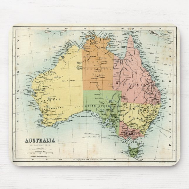 Alfombrilla De Ratón Mapa antiguo de Australia (Frente)