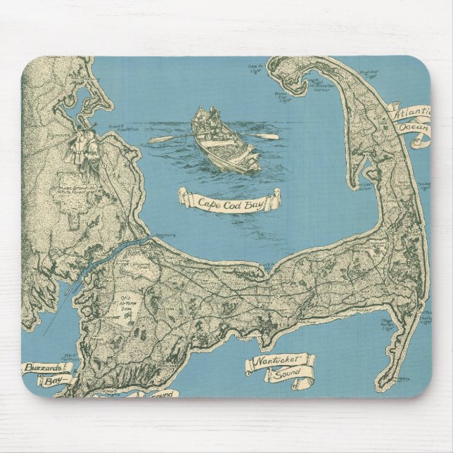 Alfombrilla De Ratón Mapa Antiguo de Cape Cod (1945) (Frente)