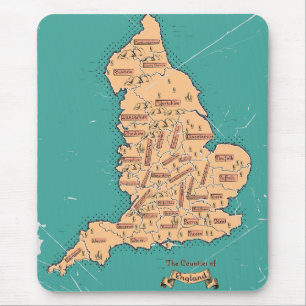 Alfombrilla De Ratón Mapa antiguo de condados de Inglaterra