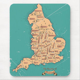 Alfombrilla De Ratón Mapa antiguo de condados de Inglaterra