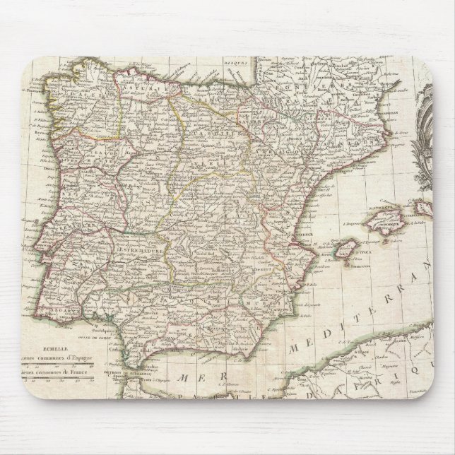 Alfombrilla De Ratón Mapa Antiguo de España (1775) (Frente)