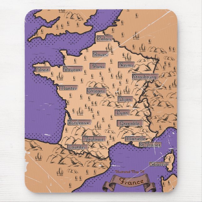 Alfombrilla De Ratón Mapa Antiguo de Francia (Frente)