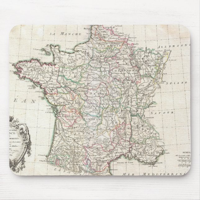 Alfombrilla De Ratón Mapa Antiguo de Francia (1771) (Frente)