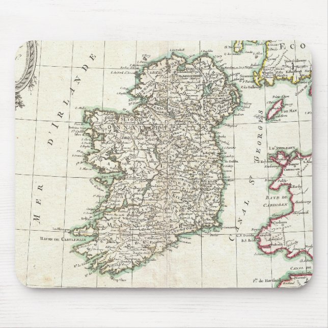Alfombrilla De Ratón Mapa Antiguo de Irlanda (1771) (Frente)