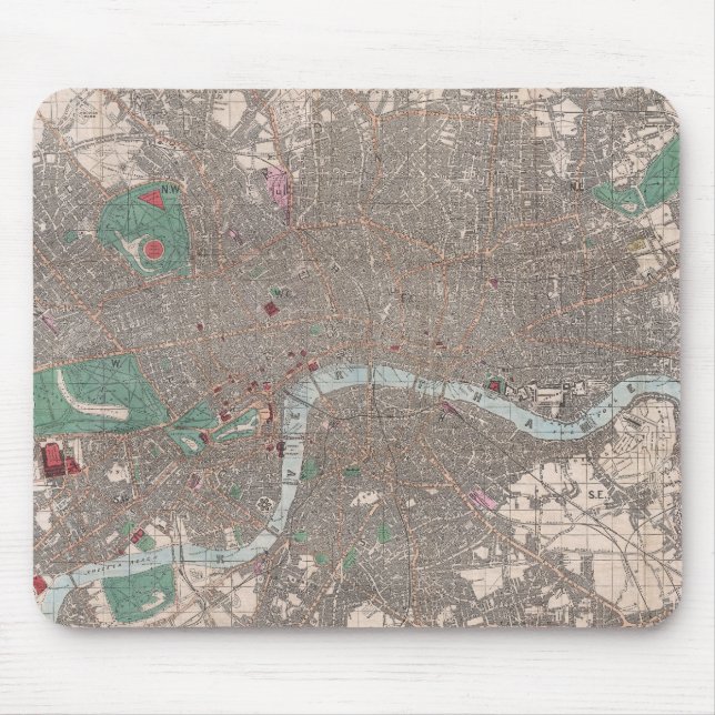 Alfombrilla De Ratón Mapa Antiguo de Londres Inglaterra (1862) (Frente)