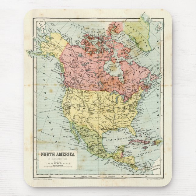Alfombrilla De Ratón Mapa antiguo de Norteamérica (Frente)