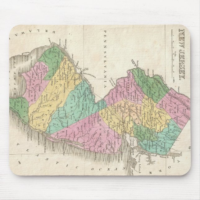Alfombrilla De Ratón Mapa Antiguo de Nueva Jersey (1827) (Frente)
