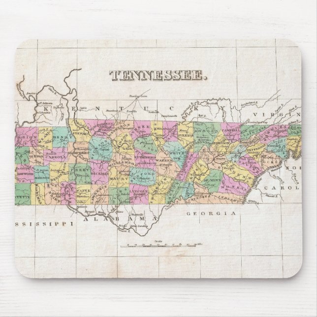 Alfombrilla De Ratón Mapa Antiguo de Tennessee (1827) (Frente)
